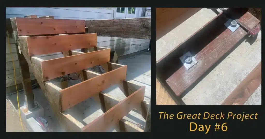 Alameda Post - The author's deck under construction with the text "The Great Deck Project Day #6" superimposed