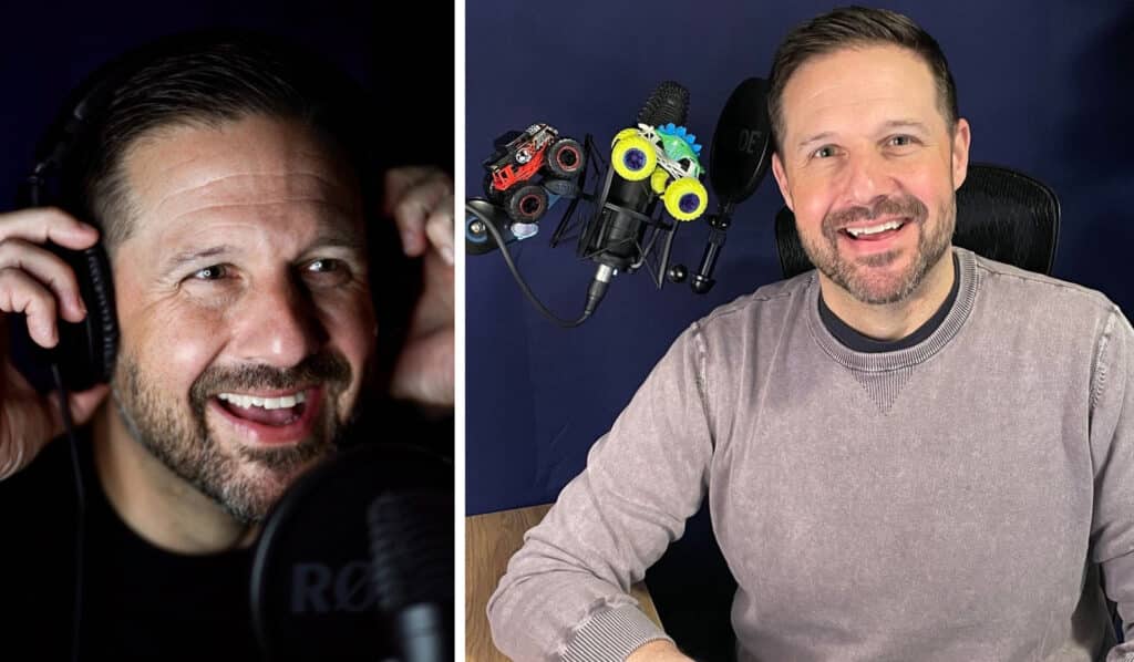 Alameda Post - two photos of Shawn Smith with his recording gear 
