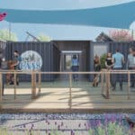 Alameda Post - a render of the outside of the new FAAS spay-neuter clinic made out of shipping containers