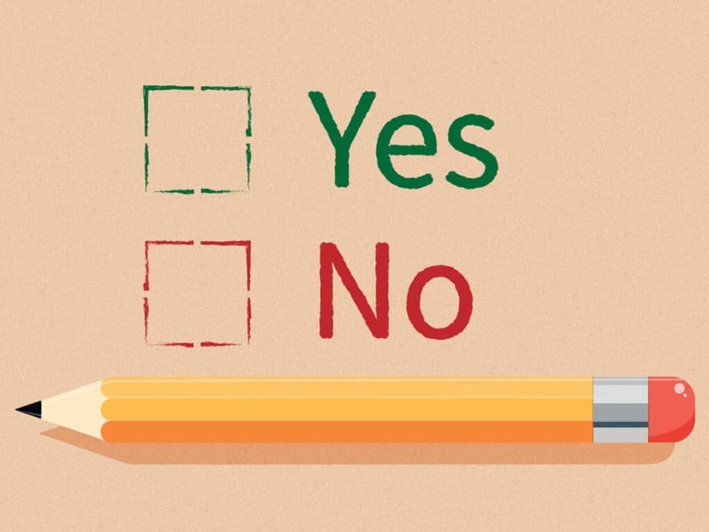 Alameda Post - a graphic of a "Yes" box, a "No" box, and a pencil
