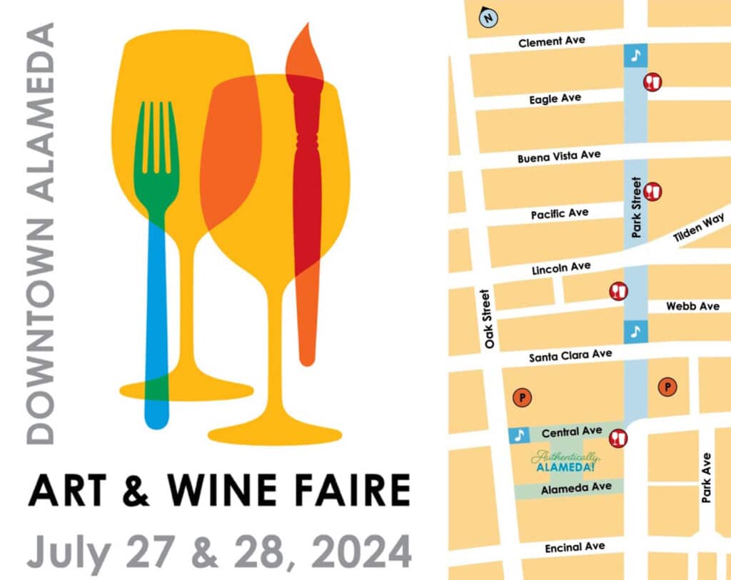 Alameda Post - the logo for the Downtown Alameda Art & Wine Faire on July 27 and 28, 2024