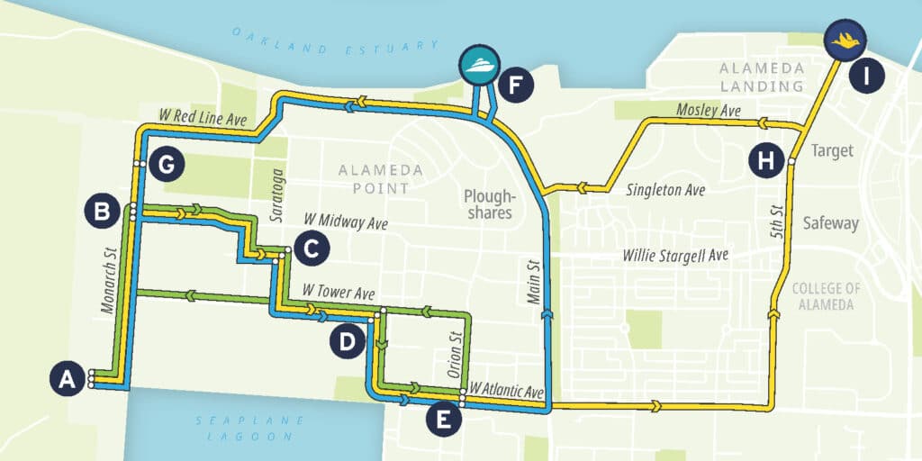 Alameda Post - a map of the route for the Island Hopper