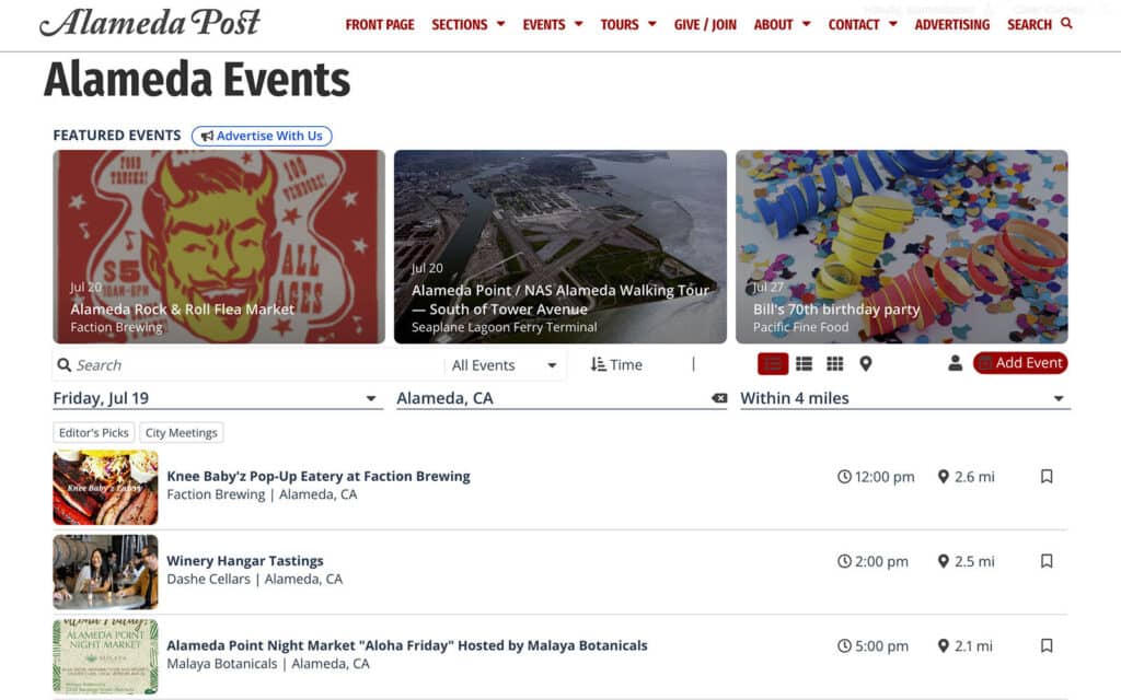 Alameda Post - the new local events calendar on AlamedaPost.com