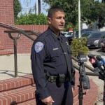 Alameda Post - Alameda Police Chief Nishant Joshi addresses the media from the steps of the Alameda Police headquarters on July 11, 2024