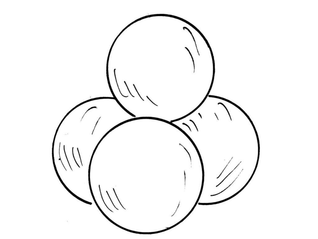 Alameda Post - a stack of four spheres, with three at the bottom and one balanced on top