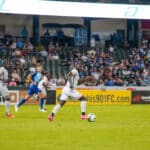 Alameda Post - a Roots player dribbles in the game against Memphis 901 FC