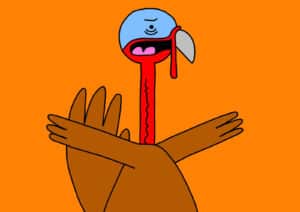 Alameda Post - a turkey from Two Birds from Alameda spreads their wings with a look of dismay