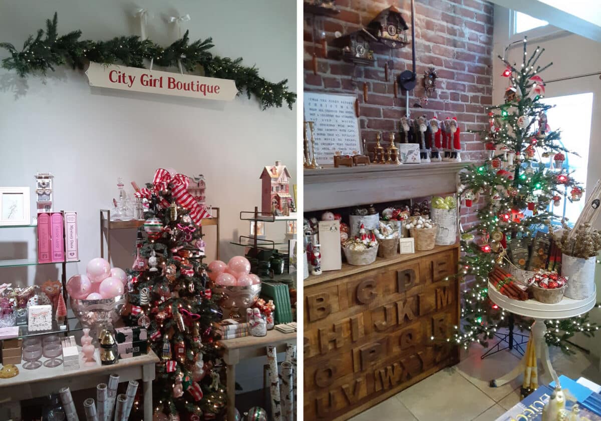 Alameda Post - colorful and festive Christmas displays inside of Daisy's Mercantile by Barbara Mooney