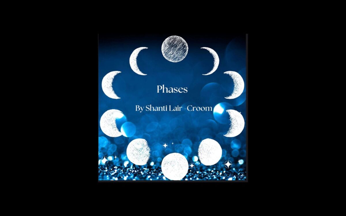 Alameda Post - the phases of the moon and text that says "Phases By Shanti Lair-Croom"