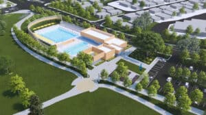 Alameda Post - a render of the new Aquatic Center at Jean Sweeney