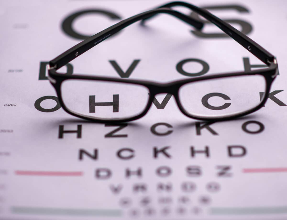 Alameda Post - a pair of eye glasses on top of a vision test
