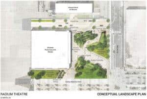 Alameda Post - a conceptual map of landscaping around RADIUM