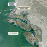 Alameda Post - a map of Alameda and Bay Farm with three highlighted areas for the Subregional Adaptation Planning Area, the Oakland Alameda Estuary Adaptation Project, and the Bay Farm Island Adaptation Project