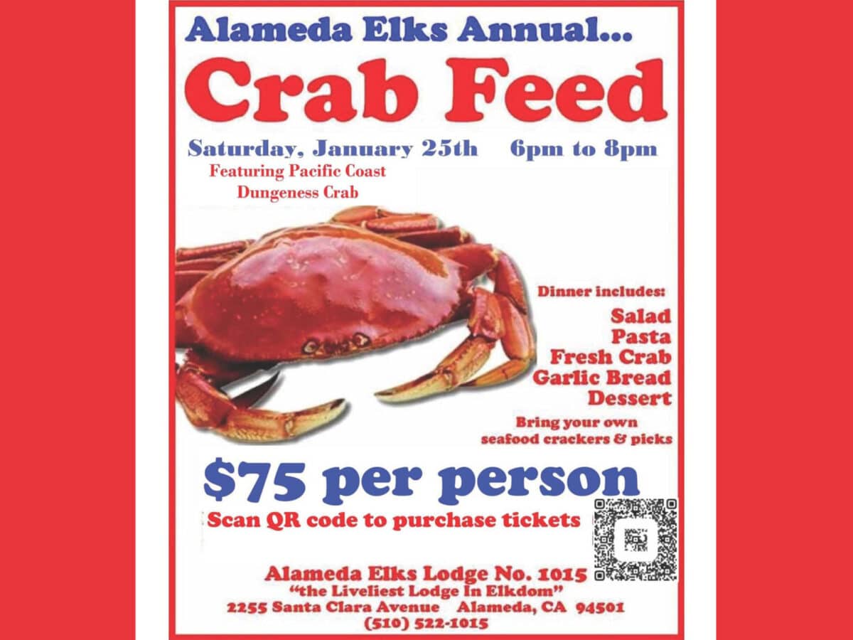 Alameda Post - the poster for the Elks Lodge Crab Feed on Saturday, January 25