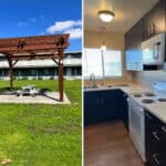 Alameda Post - the outdoor pergola at Dignity Commons and the inside of a kitchen
