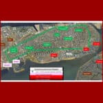 Alameda Post - a map of Alameda and part of Bay Farm Island that indicates where each school is and determines which evacuation zone they are in