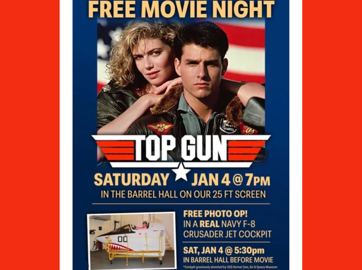 Alameda Post - the poster for the showing of Top Gun at Almanac on January 4
