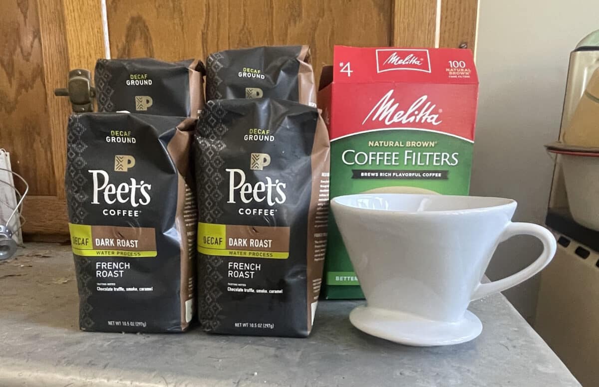 Alameda Post - four bags of coffee and a box of coffee filters