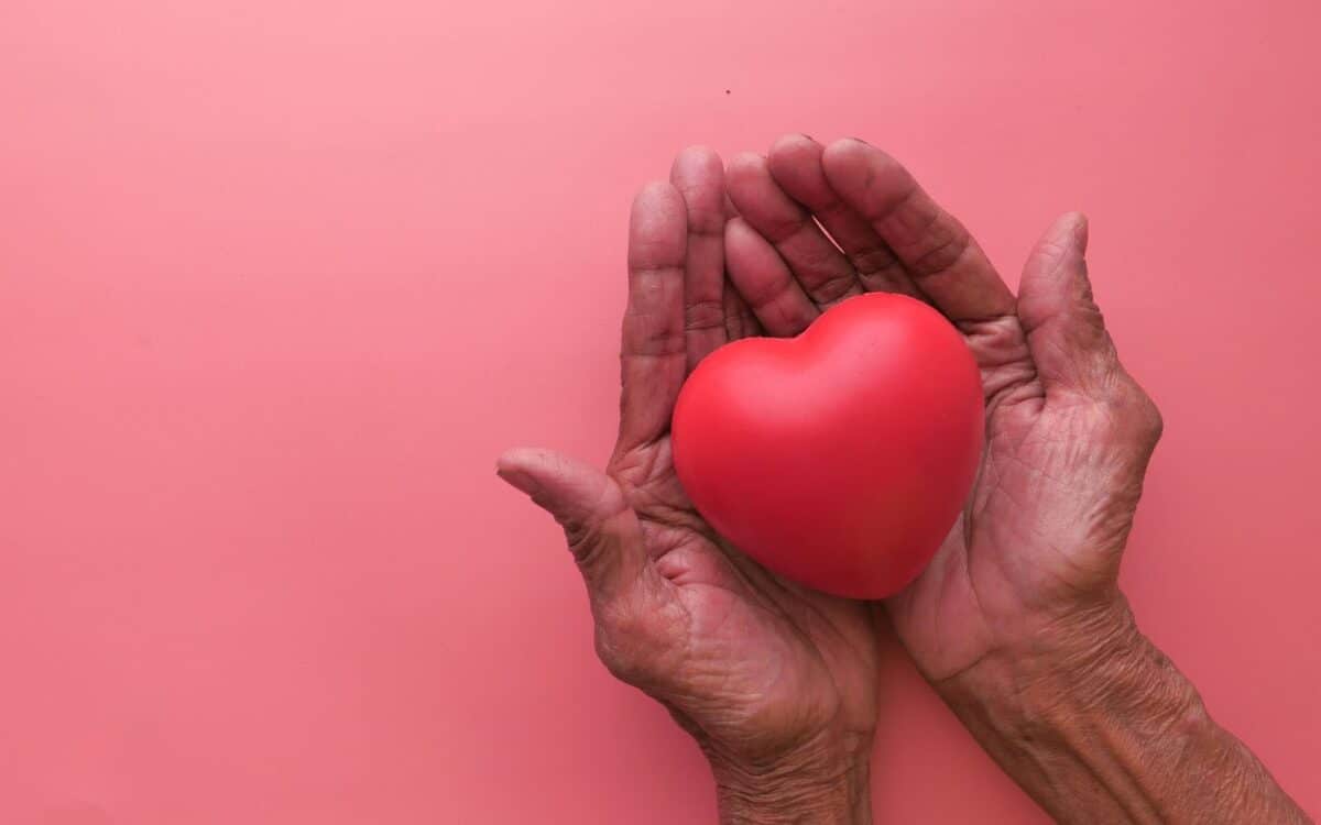 Alameda Post - hands hold a soft heart shaped stress ball or toy