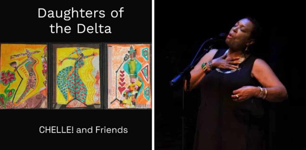 Alameda Post - a poster for Daughters of the Delta, and a photo of a woman singing