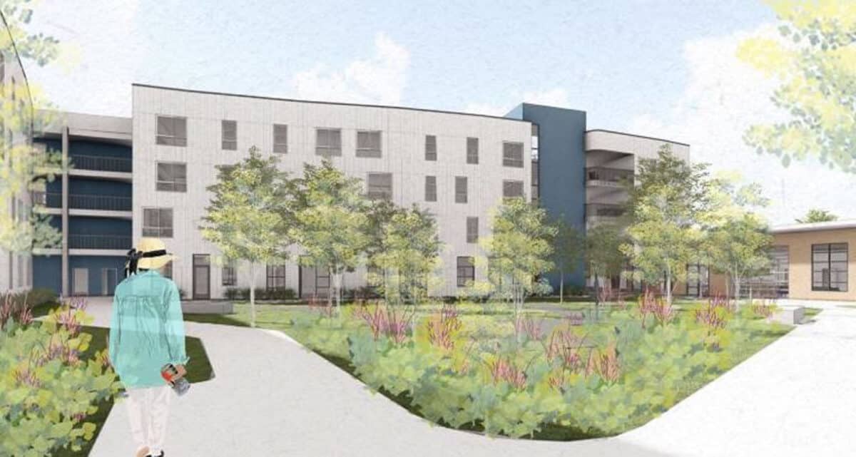 Alameda Post -a render of an apartment building at Harbor Village