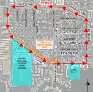 Alameda Post - a map of closures and detours