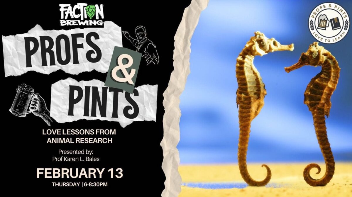 Alameda Post - a poster for Profs and Pints: Love Lessons from Animal Research