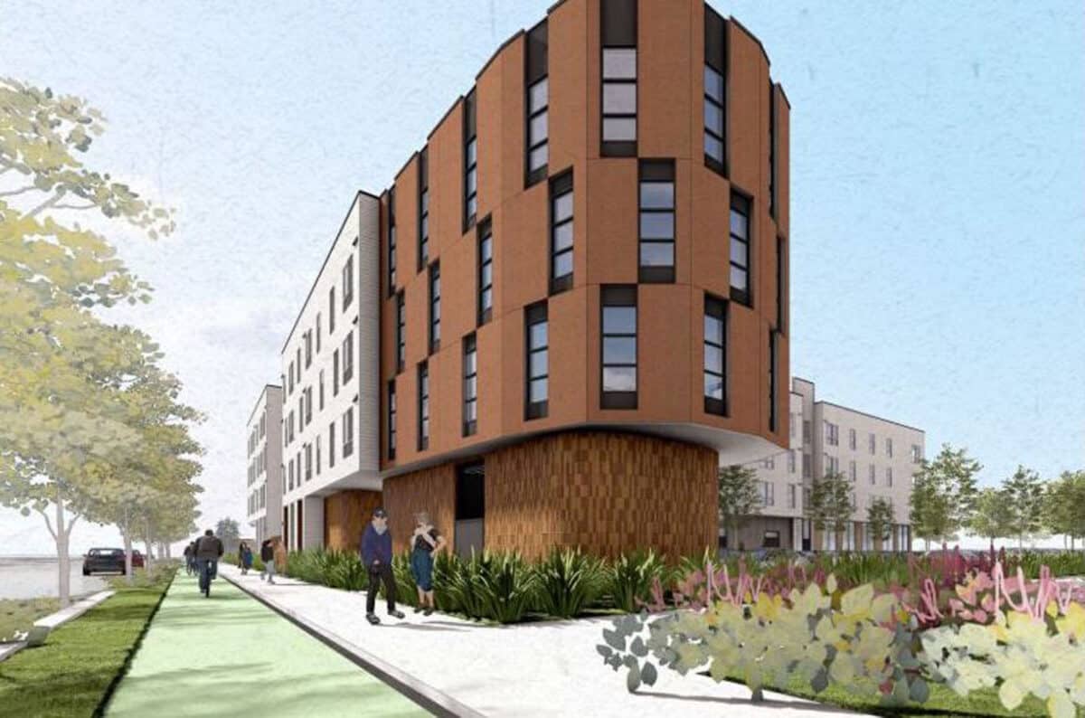 Alameda Post - a render of an apartment building at Stardust Gardens