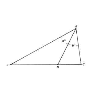 Alameda Post - a triangle ABC with an angle bisector line That goes from B to point D, which is in between A and C. The angles on either side of the bisector are both labelled theta