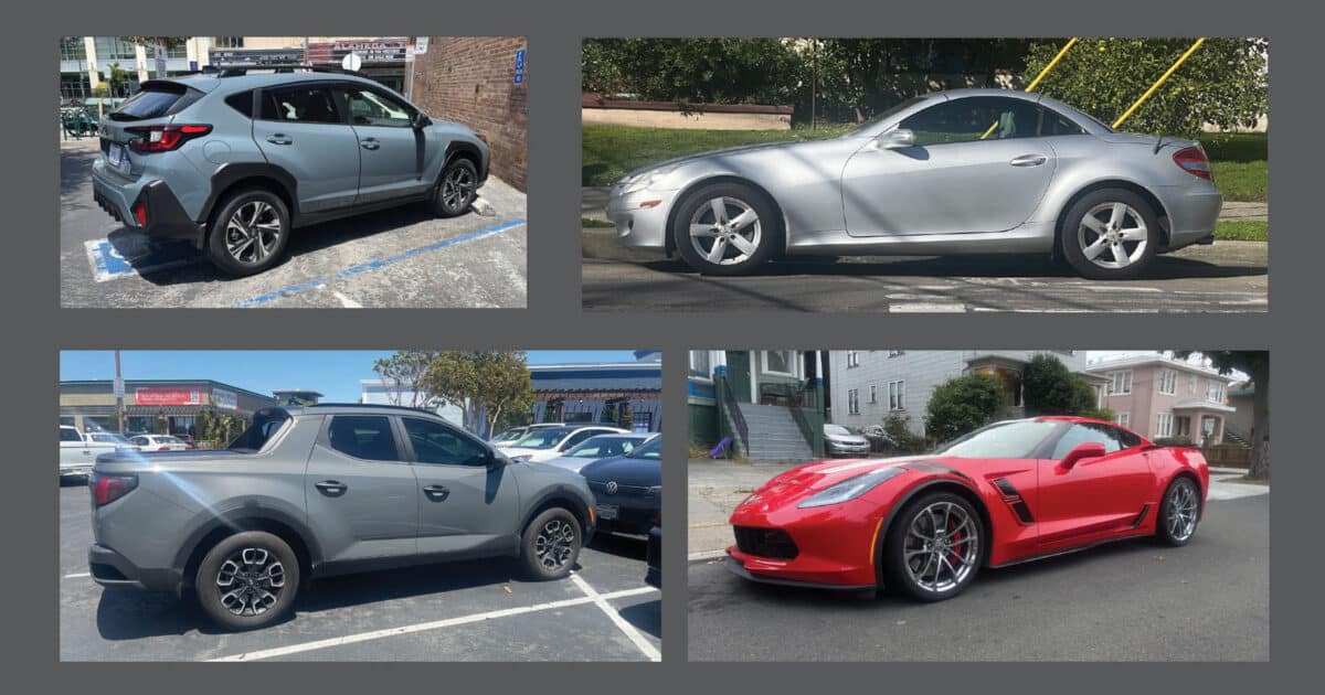 Alameda Post - a collage of cars in Alameda including a red car