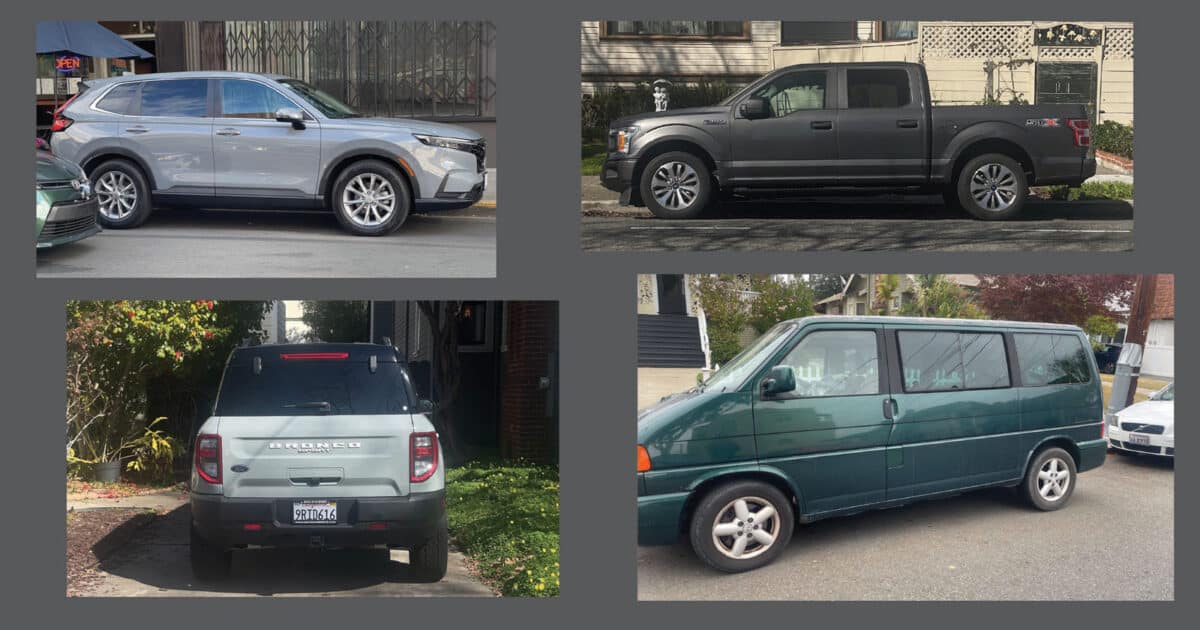Alameda Post - a collage of cars in Alameda including a green car