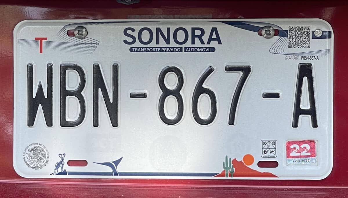 Alameda Post - a license plate from Sonora