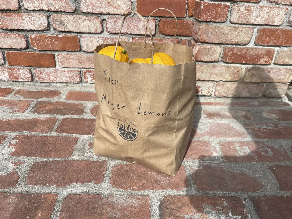 Alameda Post - a bag of lemons available for free in front of somebody's home
