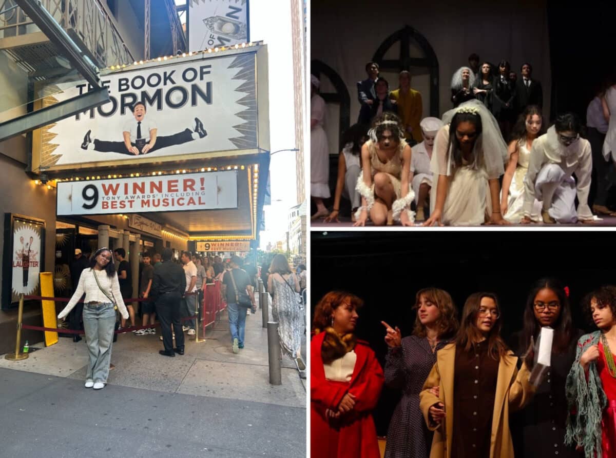 Alameda Post - Bailey Buckingham onstage acting and out in front of a The Book of Mormon show