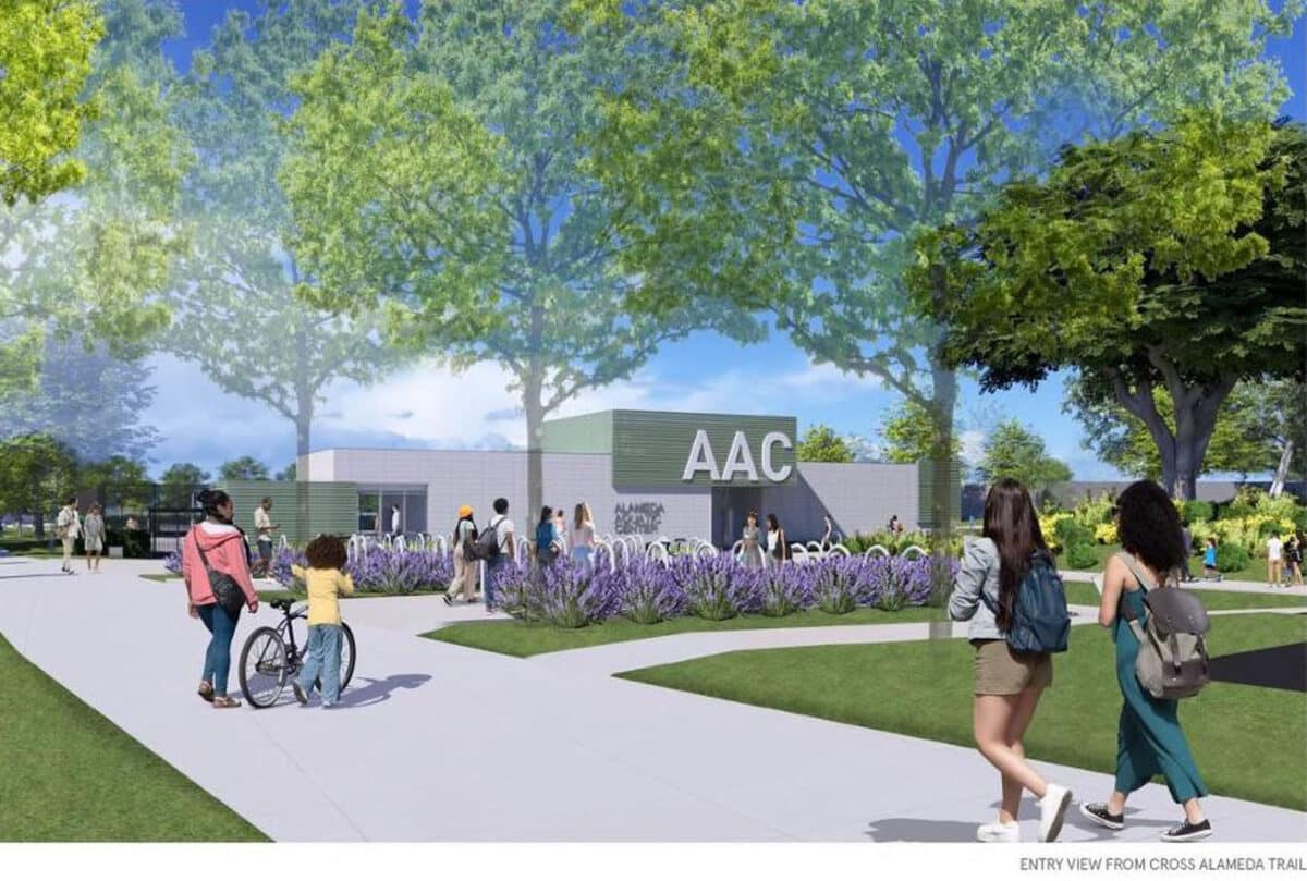 Alameda Post - a render of the front of the Alameda Aquatic Center