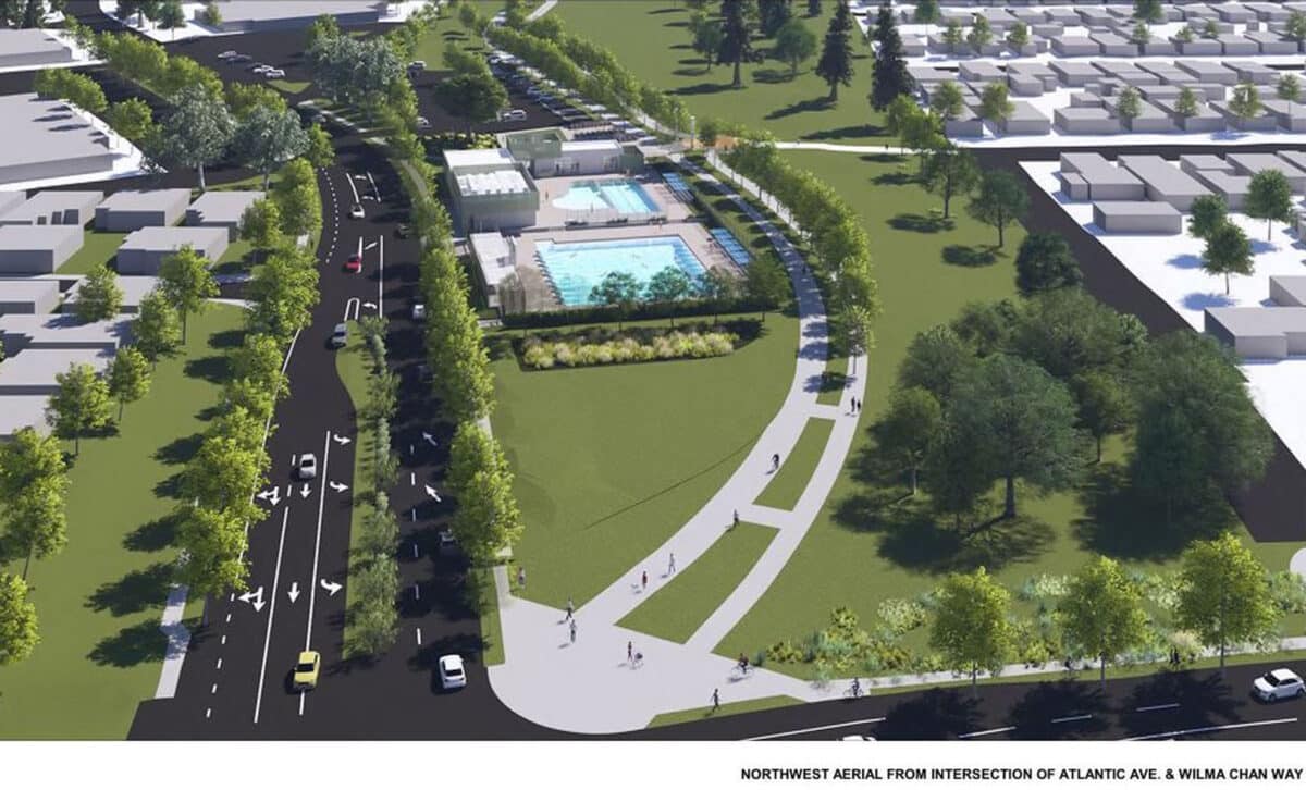 Alameda Post - a render from above of the Alameda Aquatic Center