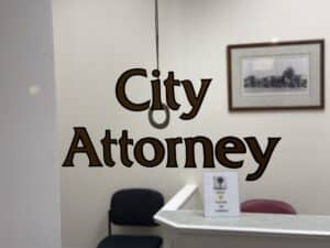 Alameda Post - the door to the City Attorney's office in Alameda City Hall