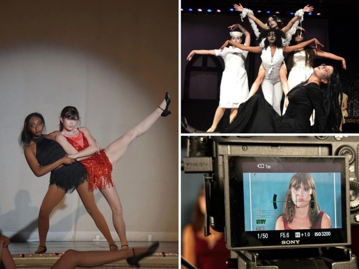 Alameda Post - Sydney Mersch performs on stage an d is seen in a camera screen