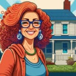 Alameda Post - a graphic of a red headed realtor standing in front of a house