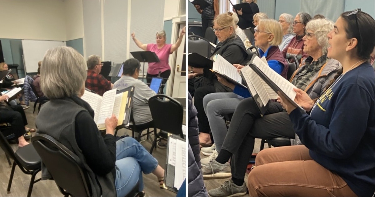 Alameda Post - Alameda Sings singers hold music and look towards the director in rehearsal for "Let' Be the Music"