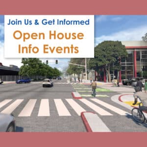 Alameda Post - a render of a local road and words that say Join Us & Get Informed Open House Info Events