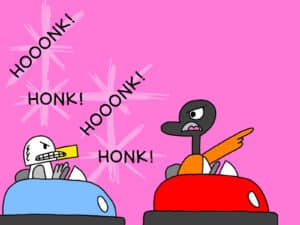 Alameda Post - Goose and Seagull from Two Birds from Alameda sit in traffic while Seagull honks in their car