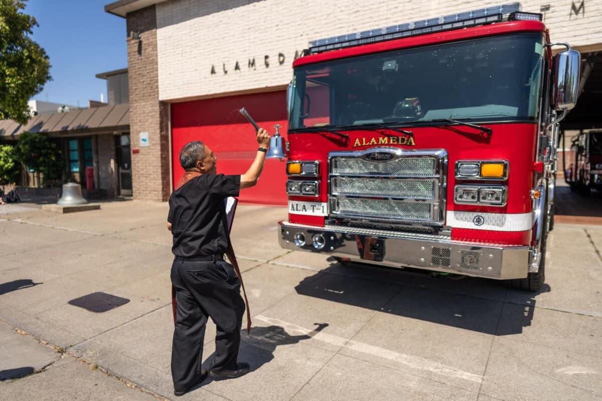 Alameda Post - Fire Chaplin Father Jayson Landeza blesses the new AFD truck