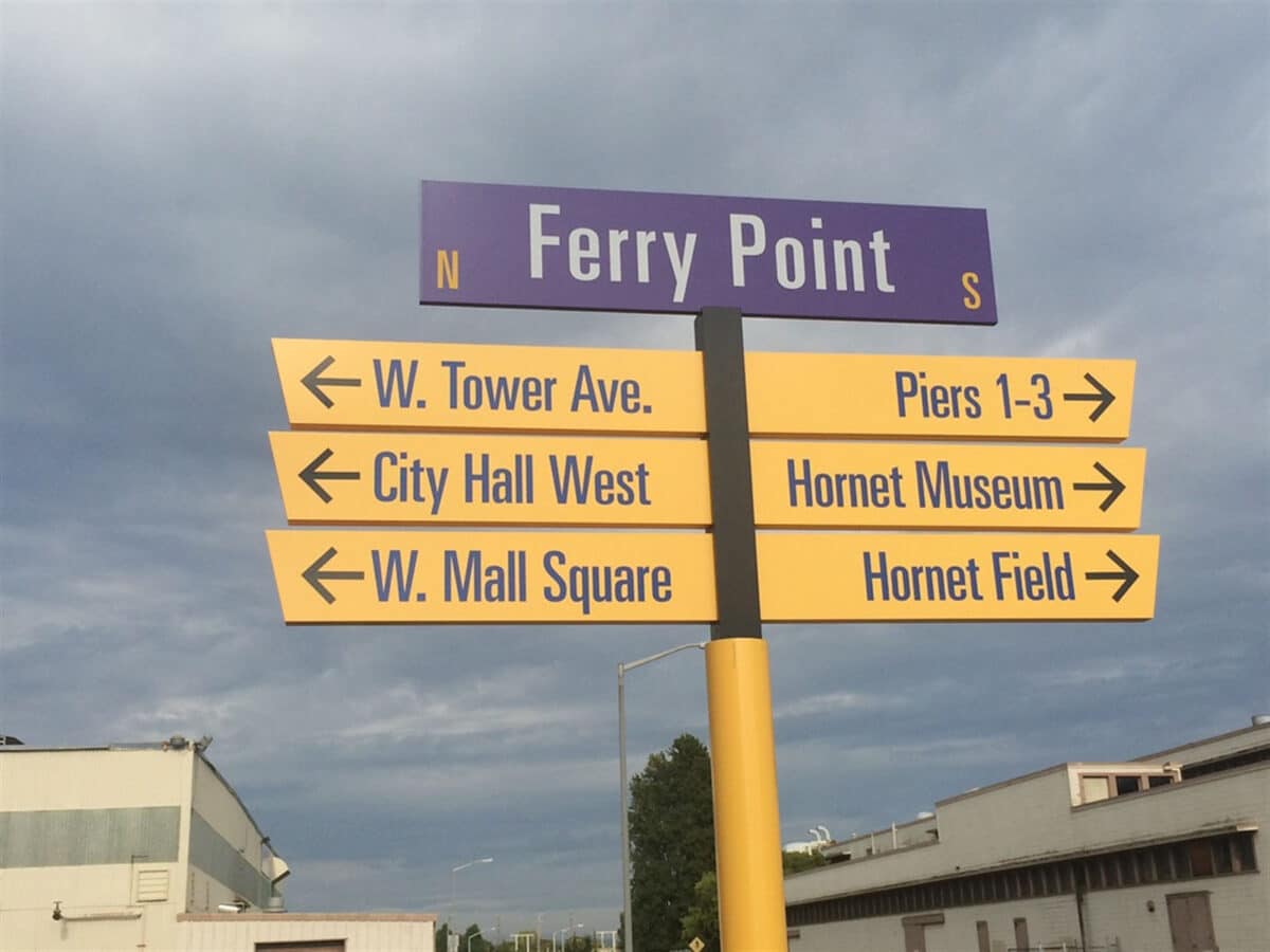 Alameda Post - a sign at Alameda Point that gives directions to different buildings