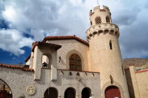 Alameda Post - the architecture of Scotty's Castle, including a high tower overlooking the scenery
