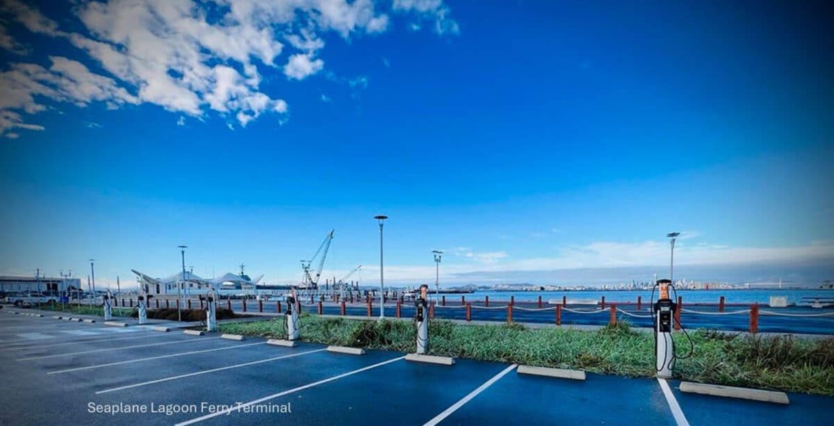 Alameda Post - Seaplane Lagoon with several EV charging stations
