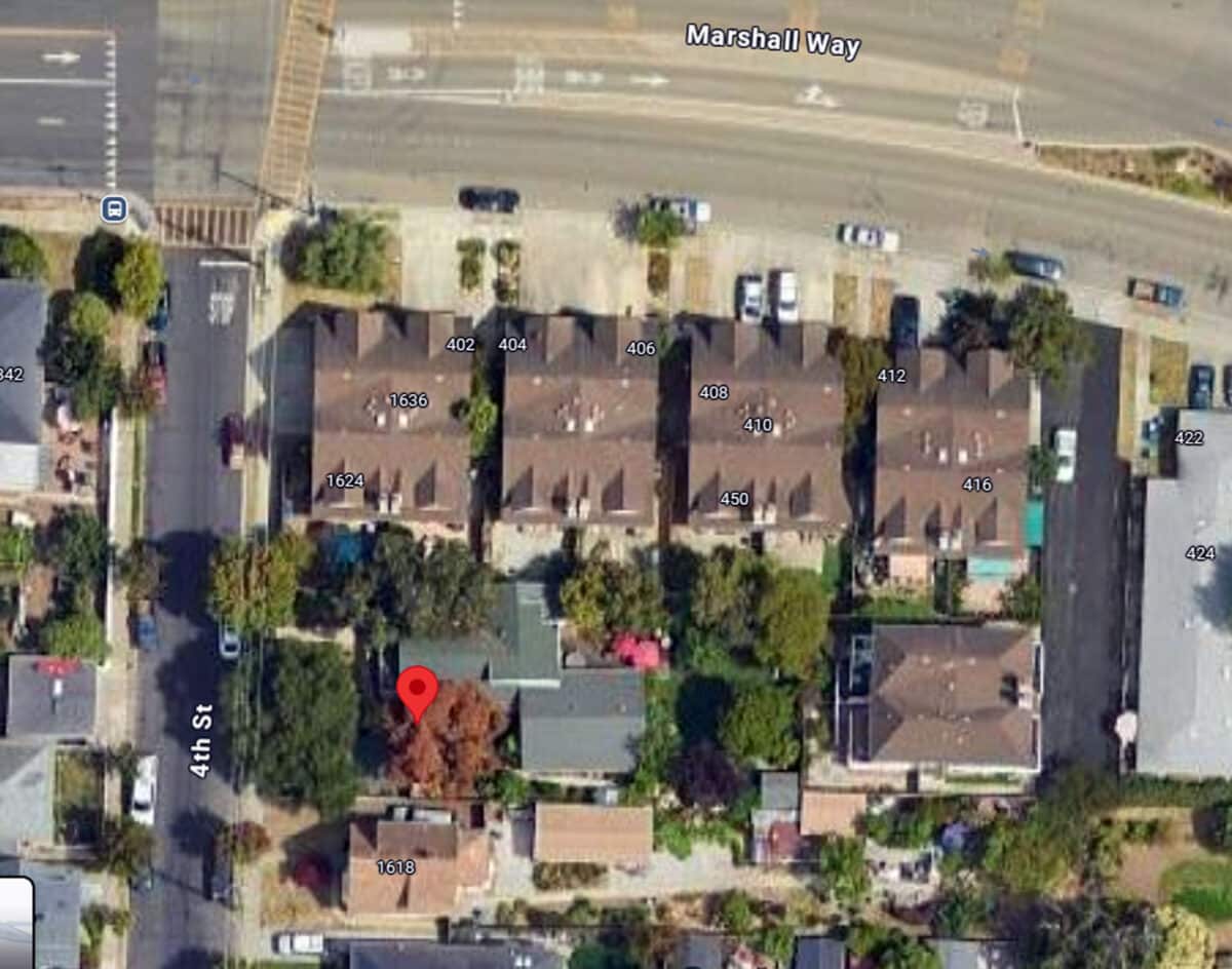 Alameda Post - a modern satellite view of where the 1620 Fourth Street farm was, which is now largely developed