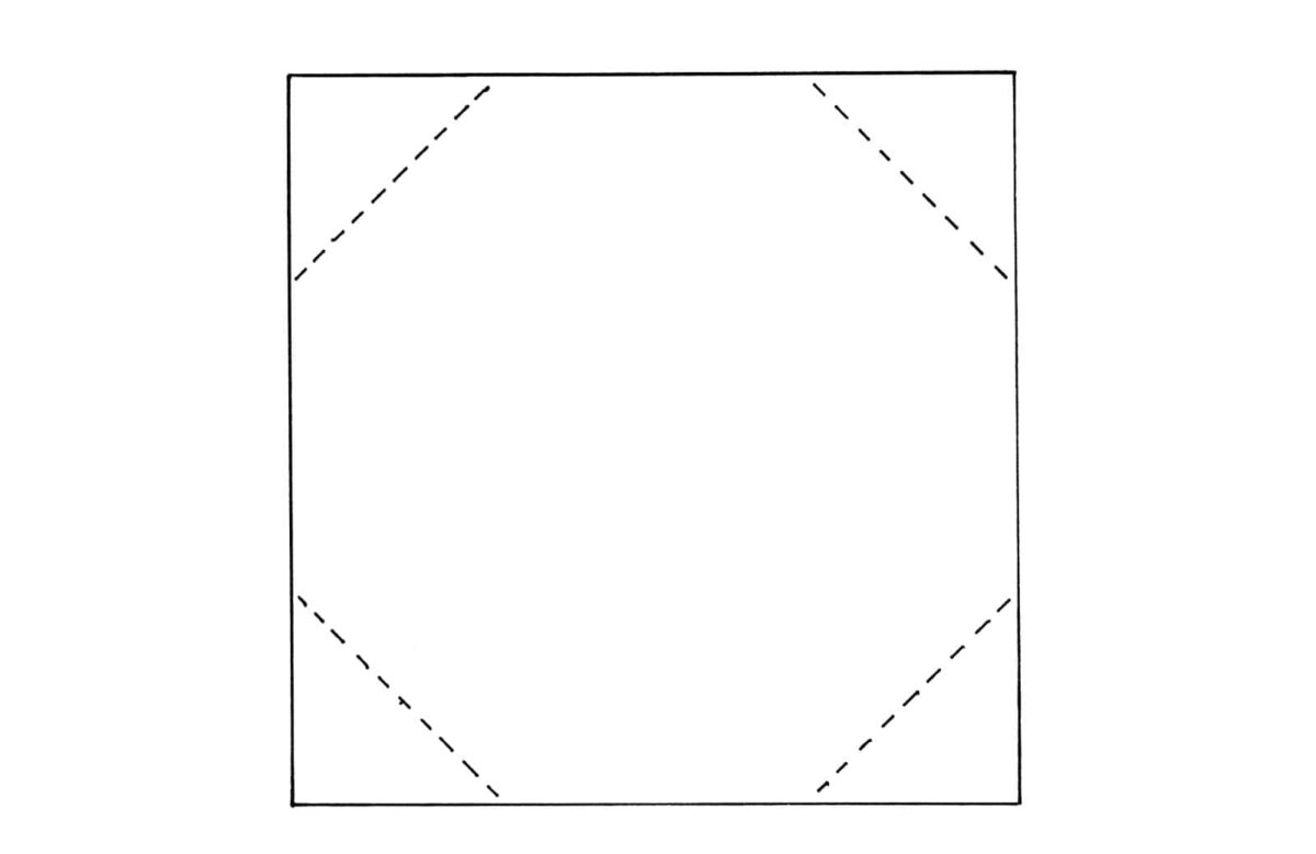 Alameda Post - a diagram of a square with dotted lines at all four corners like a cut has been made at each