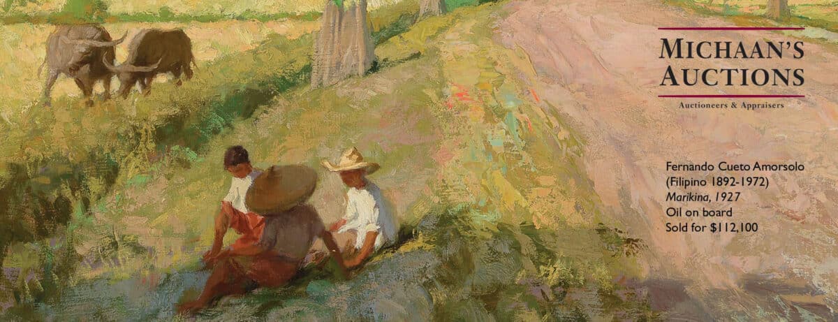 Alameda Post - an oil on board artwork of boys sitting on the side of a road resting, with oxen in the background