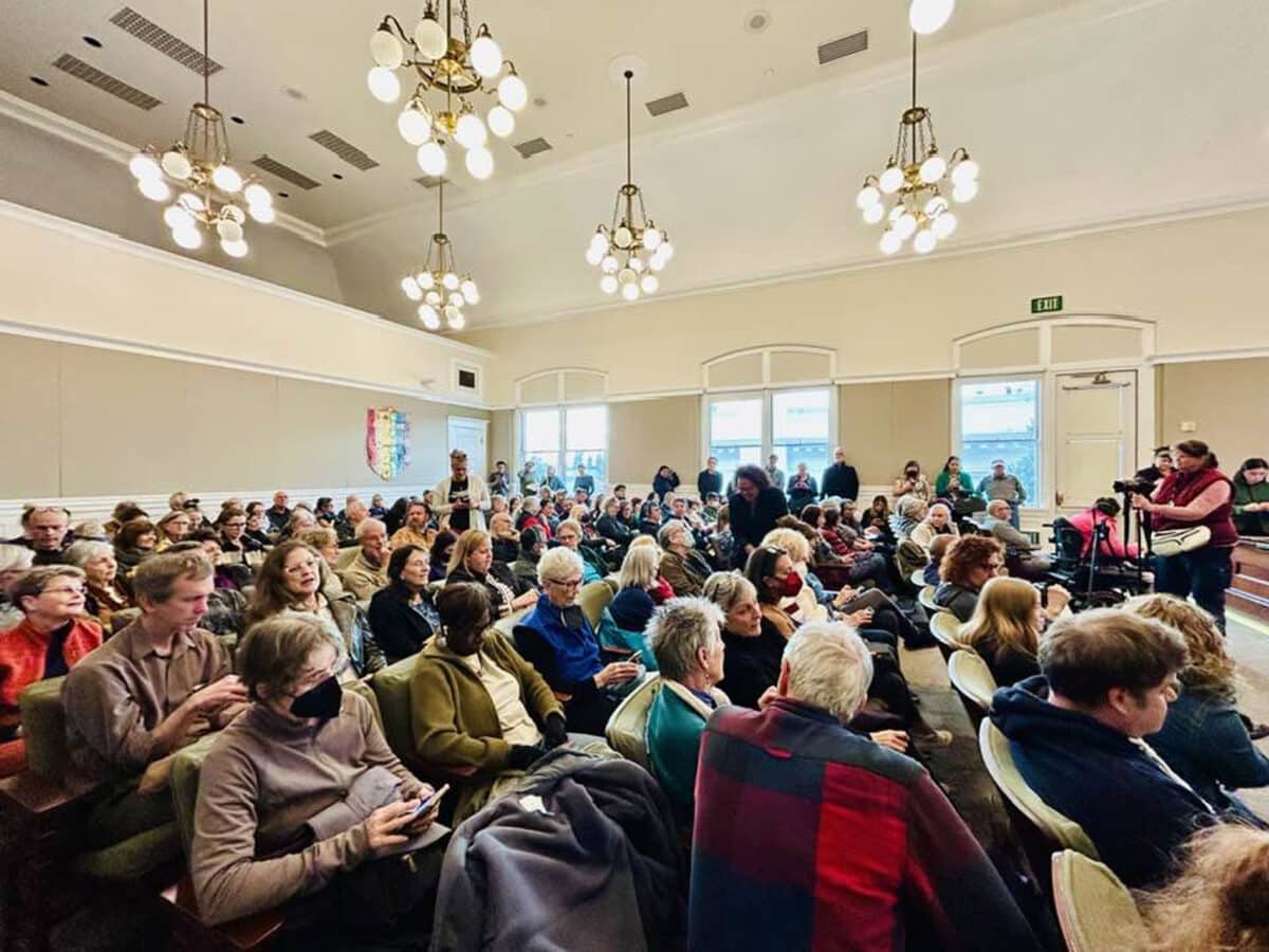 Alameda Post - the Alameda City Council Chambers completely full with a large audience